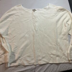 Time and Tru Women's Off-White Ribbed Long Sleeve Top